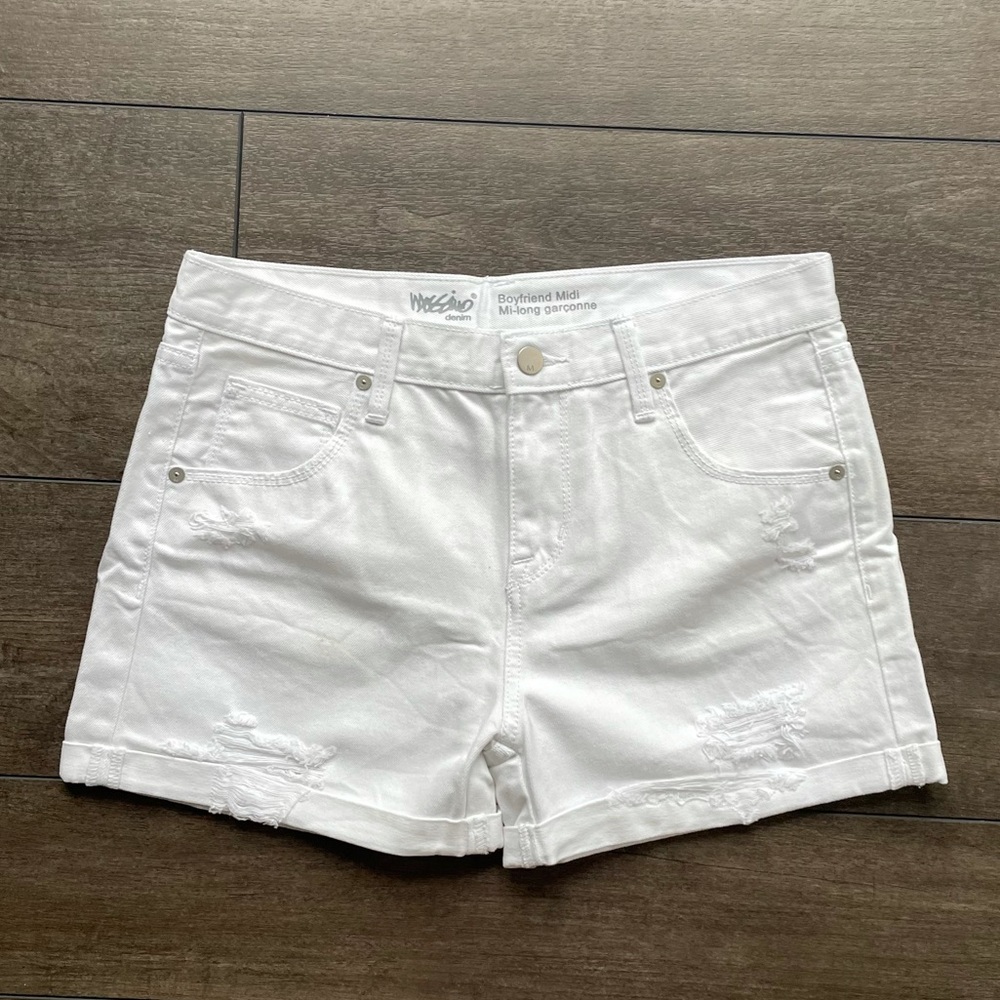 Mossimo Denim Distressed White Jean Shorts Size 2